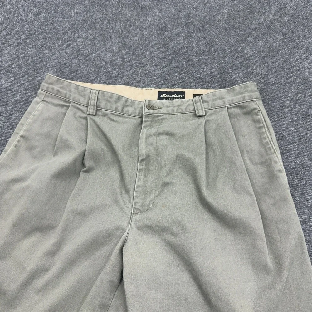 Eddie Bauer Pants Mens 36x34 Green Cotton Pleated Relaxed Fit Chinos Gorpcore